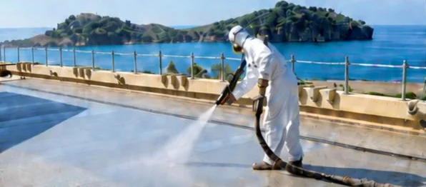 Aplicación de poliurea en caliente sobre una terraza